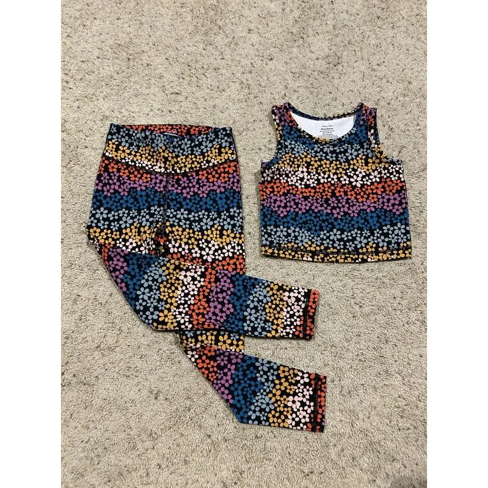 Hanna Andersson 110 / US 5 Active SET MadeToStretch Tank Top/Leggings Floral F26